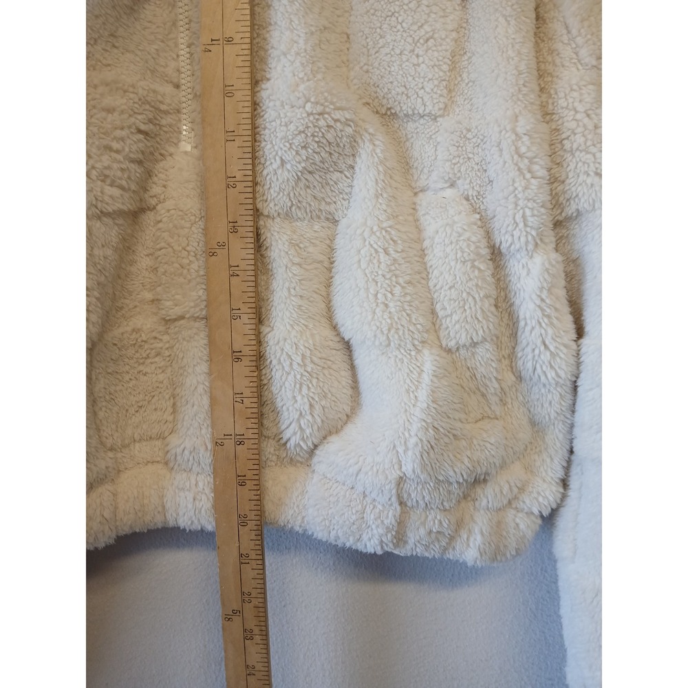 Fuzzy cozy checkered american eagle cropped hoodie 1/2 zip plush lounge cream - Picture 3 of 9